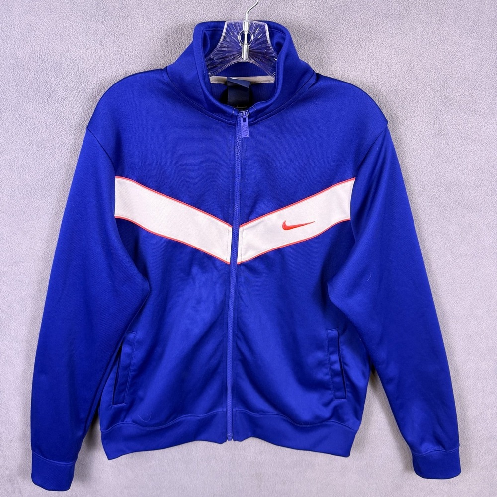 Nike Track Jacket Men's Large Blue Full Zip 717285-455 Retro Streetwear Gym EUC